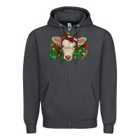 Smoke Christmas charolais calf Zipper Hoodie - RanaPortraitStore