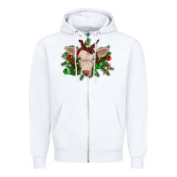 White Christmas charolais calf Zipper Hoodie - RanaPortraitStore