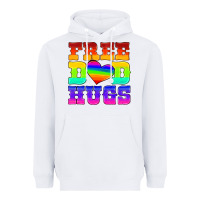 White lgbtq free dad hugs Heavyweight Hoodie - HRA Design Shop
