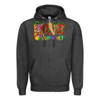 Charcoal Heather love summer with strawberry Zipper Hoodie - texasbilliewilder