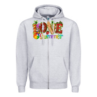 Heather Grey love summer with strawberry Zipper Hoodie - texasbilliewilder