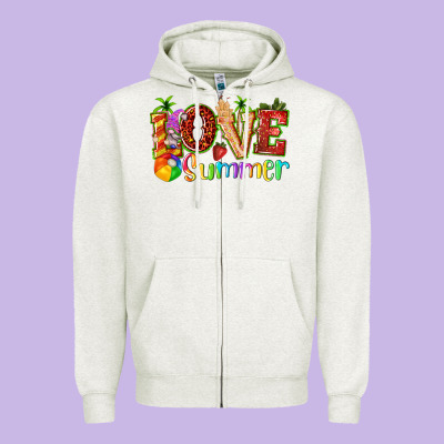 Love Summer With Strawberry Zipper Hoodie Designed By Texasbilliewilder