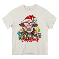 Cream Mooey Christmas Heavy Core Tee - CowhideDigitalArt
