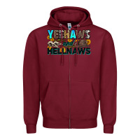 Burgundy yeehaws and hellnaws Zipper Hoodie - Zillion Design Studio