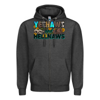Charcoal Heather yeehaws and hellnaws Zipper Hoodie - Zillion Design Studio