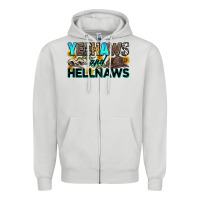 Dove Grey yeehaws and hellnaws Zipper Hoodie - Zillion Design Studio