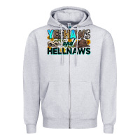 Heather Grey yeehaws and hellnaws Zipper Hoodie - Zillion Design Studio