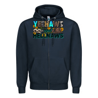 Navy yeehaws and hellnaws Zipper Hoodie - Zillion Design Studio