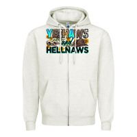 Oatmeal Heather yeehaws and hellnaws Zipper Hoodie - Zillion Design Studio