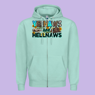 Yeehaws And Hellnaws Zipper Hoodie Designed By Zillion Design Studio
