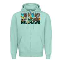Seafoam yeehaws and hellnaws Zipper Hoodie - Zillion Design Studio