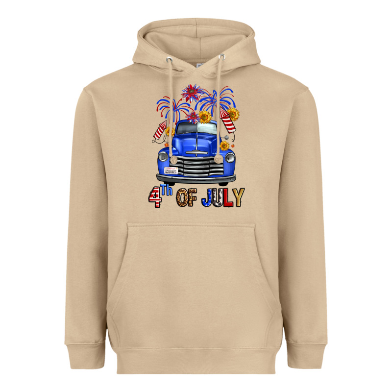 Western Fourth Of July Truck Heavyweight Hoodie by FaDigitalArtStudio | Teevron