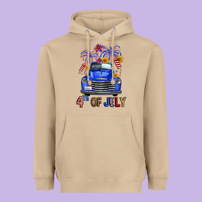 Western Fourth Of July Truck Heavyweight Hoodie Designed By Fadigitalartstudio