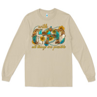 Mushroom with god all things are possible with cross Long Sleeve Tee - texasbilliewilder