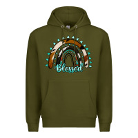 Army Green blessed rainbow cowhide aztec Premium Hoodie - Jasminsmagicworld