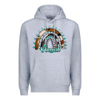 Heather Grey blessed rainbow cowhide aztec Premium Hoodie - Jasminsmagicworld