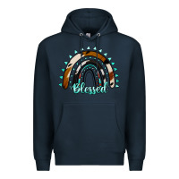 Navy blessed rainbow cowhide aztec Premium Hoodie - Jasminsmagicworld