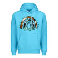 Ocean Blue blessed rainbow cowhide aztec Premium Hoodie - Jasminsmagicworld