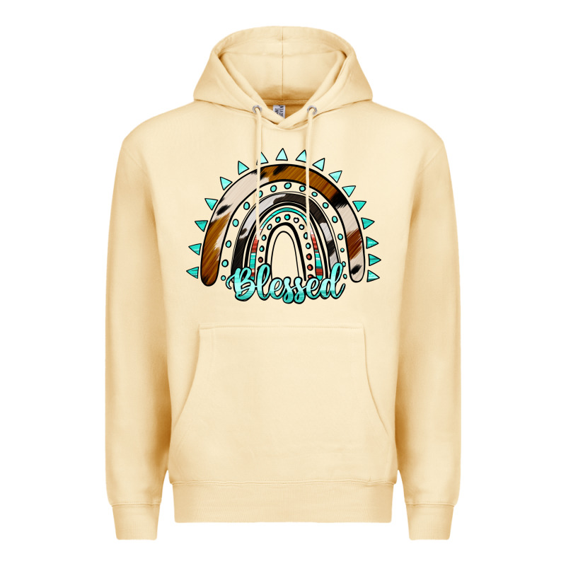 Blessed Rainbow Cowhide Aztec Premium Hoodie by Jasminsmagicworld | Teevron