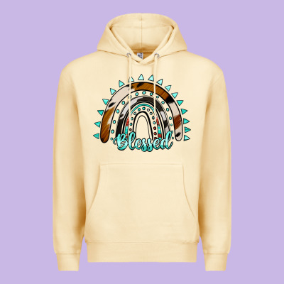 Blessed Rainbow Cowhide Aztec Premium Hoodie Designed By Jasminsmagicworld