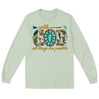 Matcha with god all things are possible with gemstone Long Sleeve Tee - texasbilliewilder