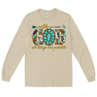 Mushroom with god all things are possible with gemstone Long Sleeve Tee - texasbilliewilder
