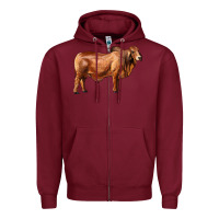 Burgundy brahman bull Zipper Hoodie - RanaPortraitStore