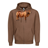 Chestnut brahman bull Zipper Hoodie - RanaPortraitStore