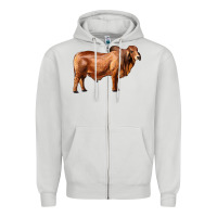 Dove Grey brahman bull Zipper Hoodie - RanaPortraitStore