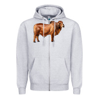 Heather Grey brahman bull Zipper Hoodie - RanaPortraitStore