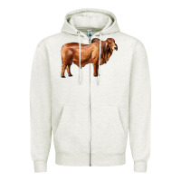 Oatmeal Heather brahman bull Zipper Hoodie - RanaPortraitStore