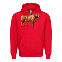 Red brahman bull Zipper Hoodie - RanaPortraitStore