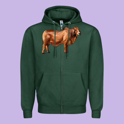 Brahman Bull Zipper Hoodie Designed By Ranaportraitstore