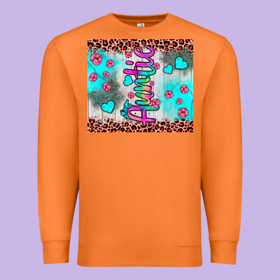 Auntie Leopard Turquoise Premium Sweatshirt Designed By Jahusdesignshop