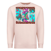 Pale Pink auntie leopard turquoise Premium Sweatshirt - JahusDesignShop