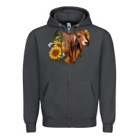 Smoke brahman bull with sunflowers Zipper Hoodie - RanaPortraitStore