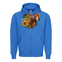True Royal brahman bull with sunflowers Zipper Hoodie - RanaPortraitStore