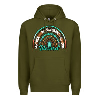 Army Green blessed western rainbow Premium Hoodie - Jasminsmagicworld
