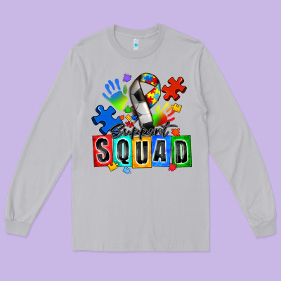 Soccer Support Squad Autism Long Sleeve Tee Designed By Zillion Design Studio
