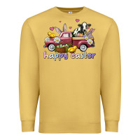 Antique Gold happy easter trucks Premium Sweatshirt - AdoDesignShop