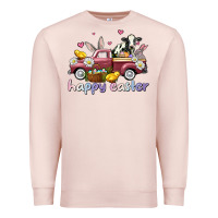 Pale Pink happy easter trucks Premium Sweatshirt - AdoDesignShop