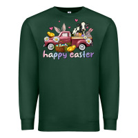 Sports Green happy easter trucks Premium Sweatshirt - AdoDesignShop