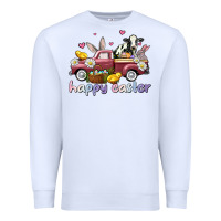 White happy easter trucks Premium Sweatshirt - AdoDesignShop
