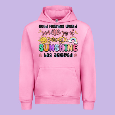 Good Morning World Your Little Ray Of Sarcastic Urban Hoodie Designed By Maliassmallbusiness