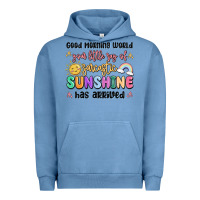 Pigment Pebble Blue good morning world your little ray of sarcastic Urban Hoodie - MaliasSmallBusiness