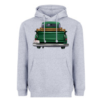 Heather Grey western green truck back view Heavyweight Hoodie - FaDigitalArtStudio