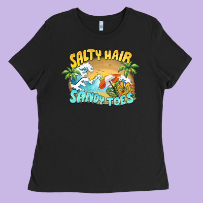 Salty Hair Sandy Toes Summer Ladies Tee Designed By Barkaloodesign