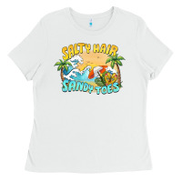 White salty hair sandy toes summer Ladies Tee - BarkalooDesign