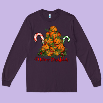 Long Sleeve Tee Merry Christmas Basketball