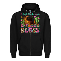 Black i just smile and say god bless Zipper Hoodie - Zillion Design Studio